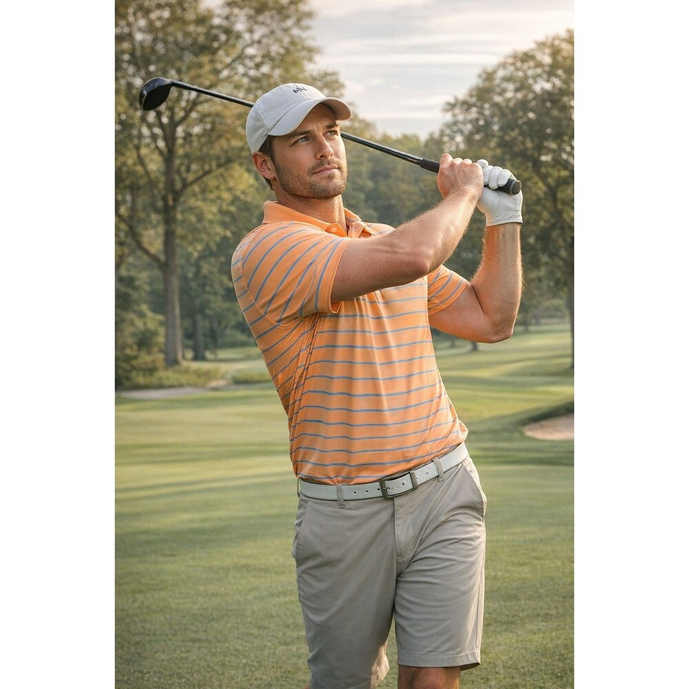Peter Millar Polo Shirt Mens Medium M Stripe Summer Comfort Golf Performance